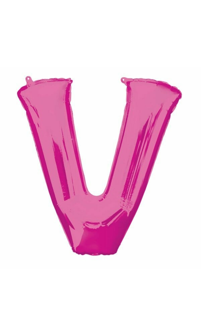 Pink Letter "V" Foil Balloon 34''
