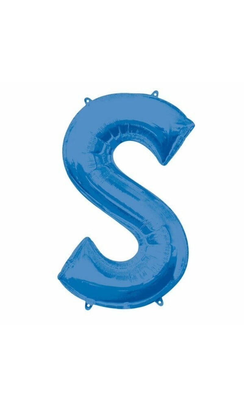 Blue Letter " S " Foil Balloon 34''