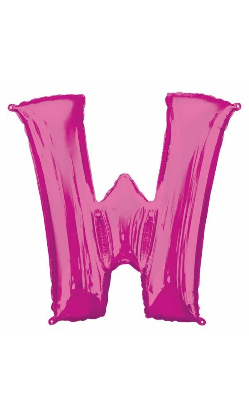 Pink Letter " W " Foil Balloon 34''