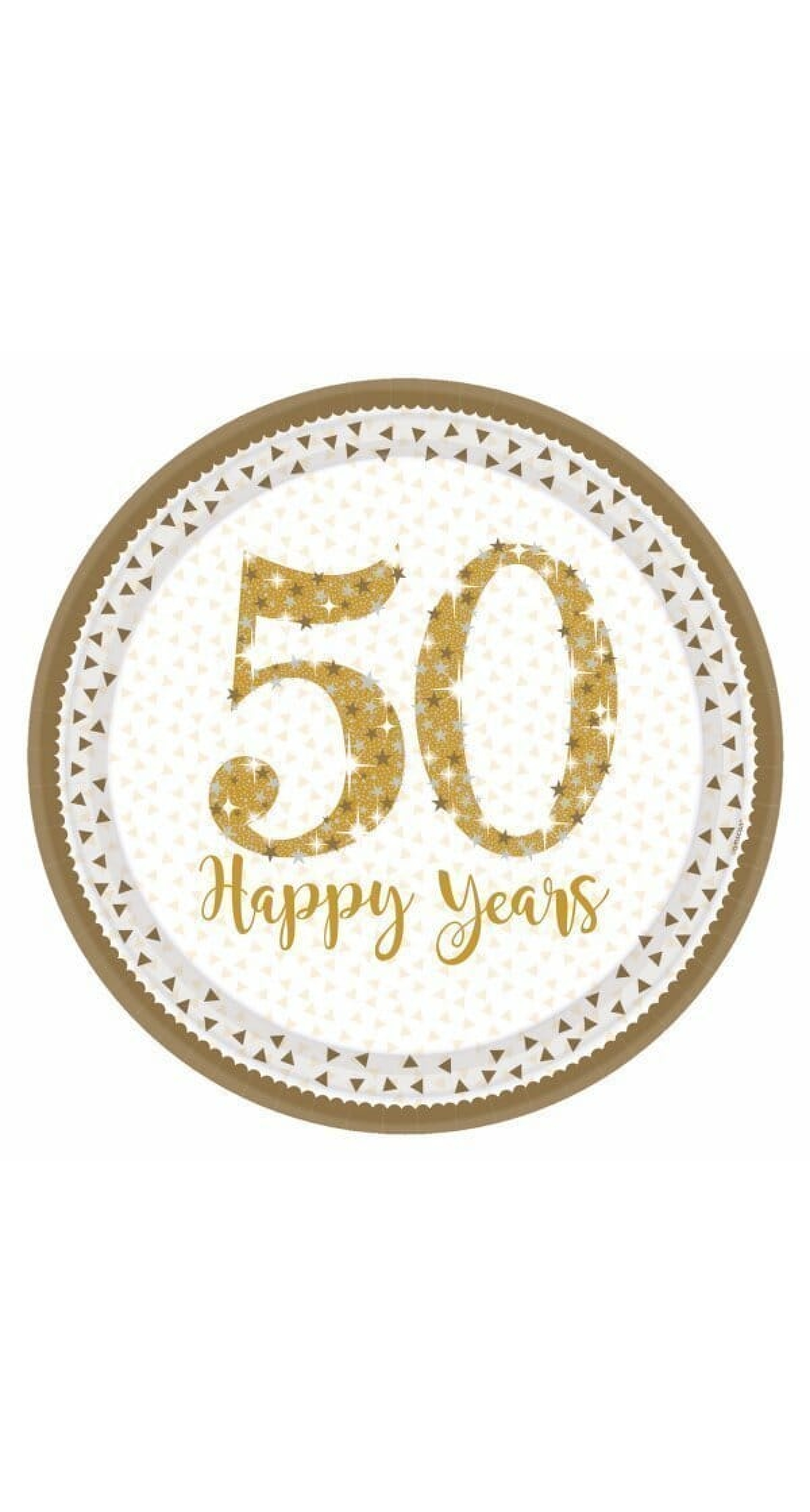 50th Gold Sparkling Wedding Anniversary 23cm Plates - 8pk