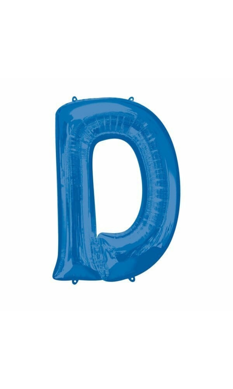 Blue Letter " D " Foil Balloon 34''