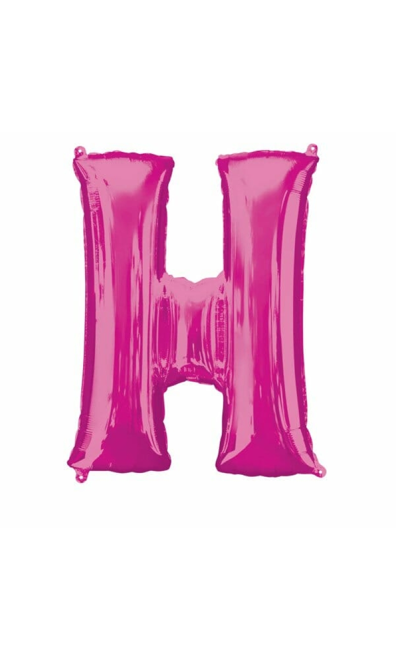 Pink Letter " H " Foil Balloon 34''