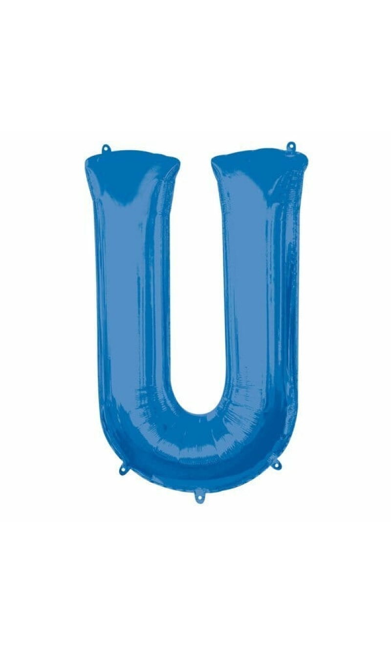 Blue Letter " U " Foil Balloon 34''