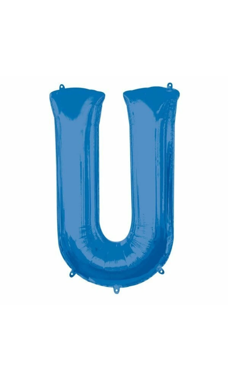Blue Letter " U " Foil Balloon 34''