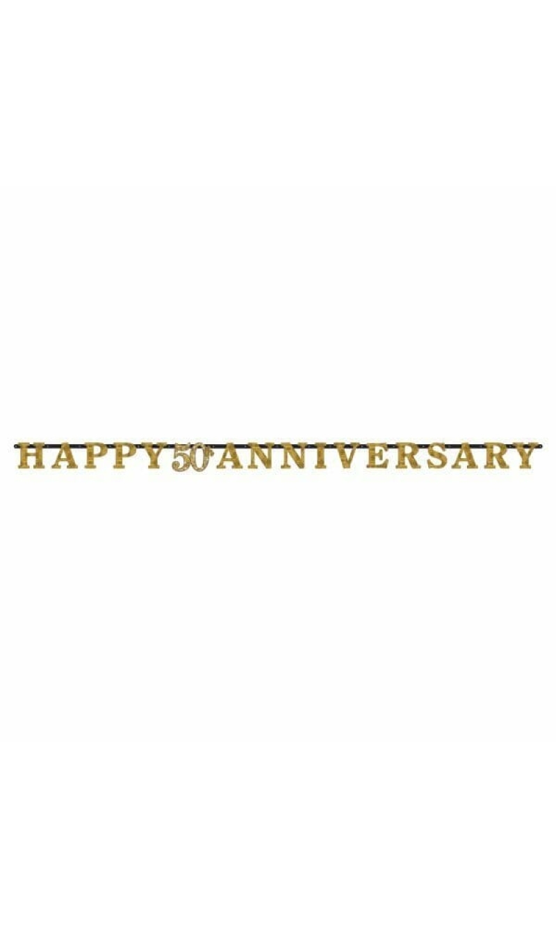 Gold 50th  Anniversary Letter Banner-1pk