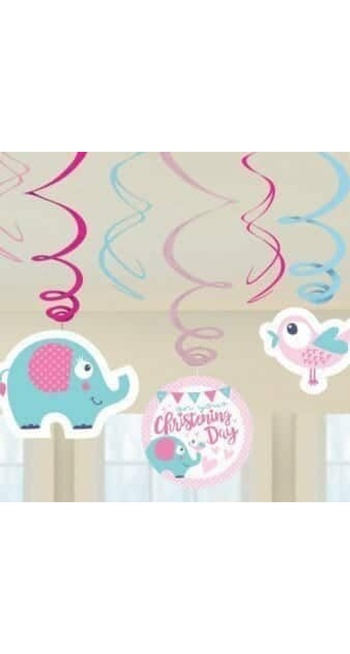 6 Swirl Decoration Christening Pink