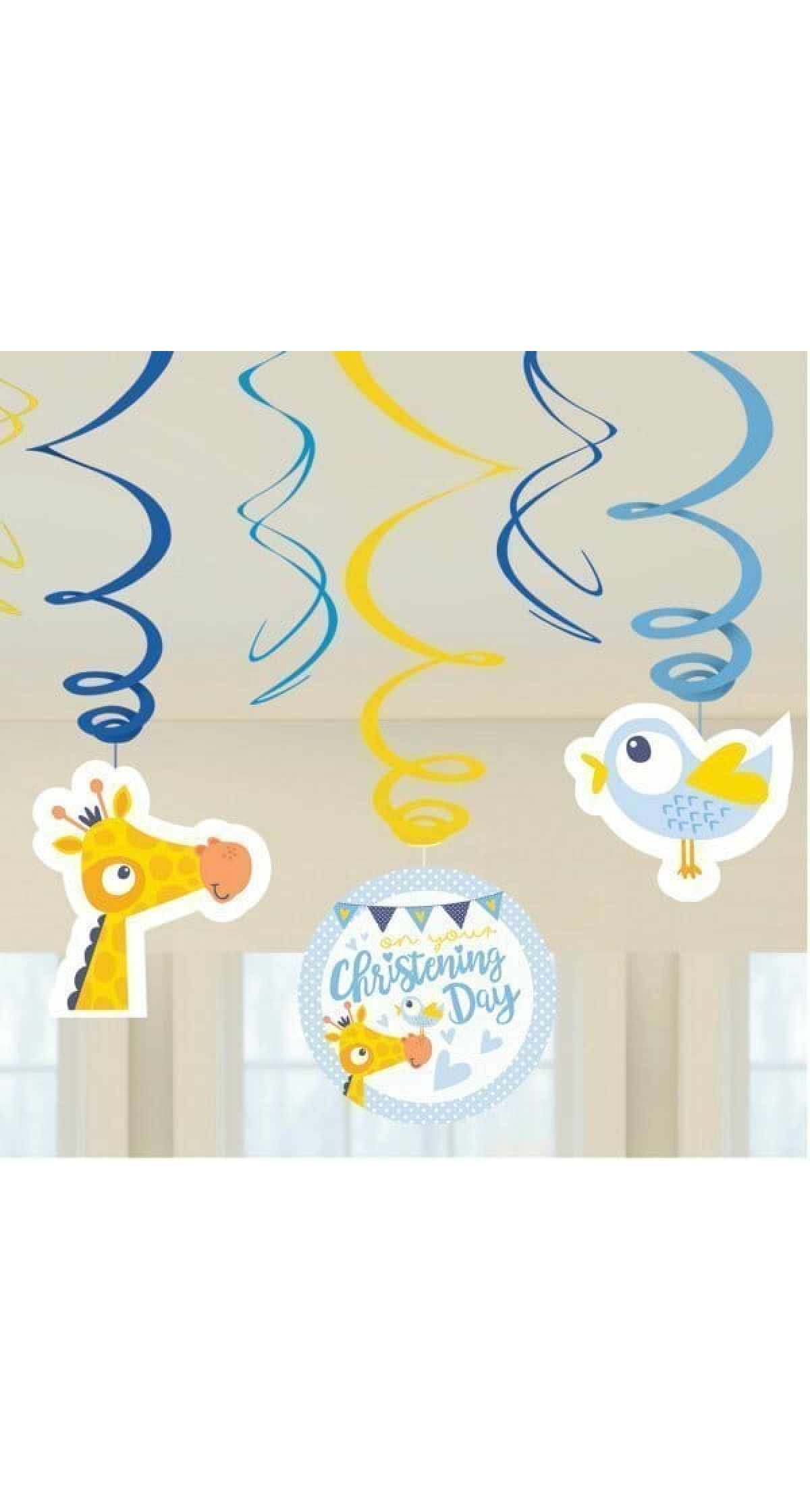 Baby Christening Day Blue Swirl Decoration - 6pk