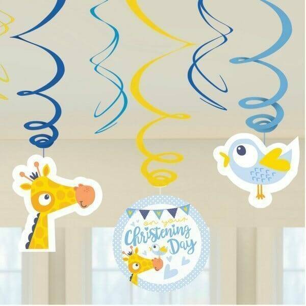 Baby Christening Day Blue Swirl Decoration - 6pk