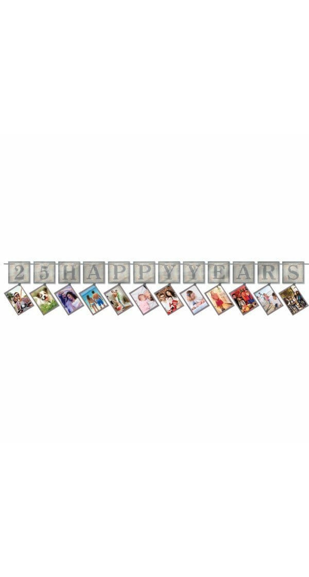 25th Silver Sparkling Wedding Anniversary Photo Garland - 12 Feet