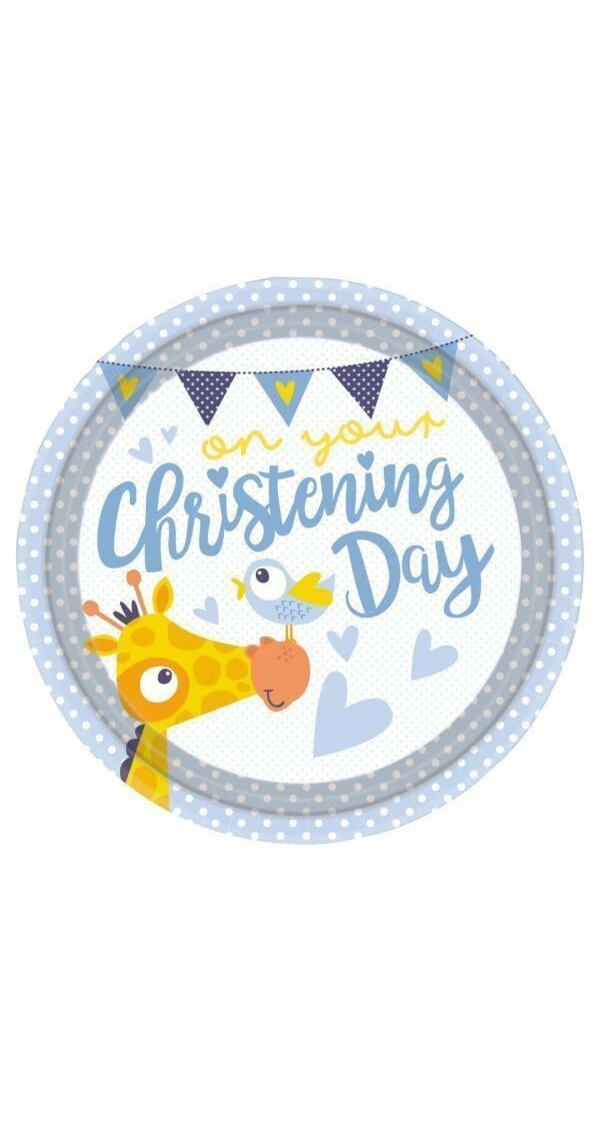Baby Christening Day Blue Plates 23cm - 8pk
