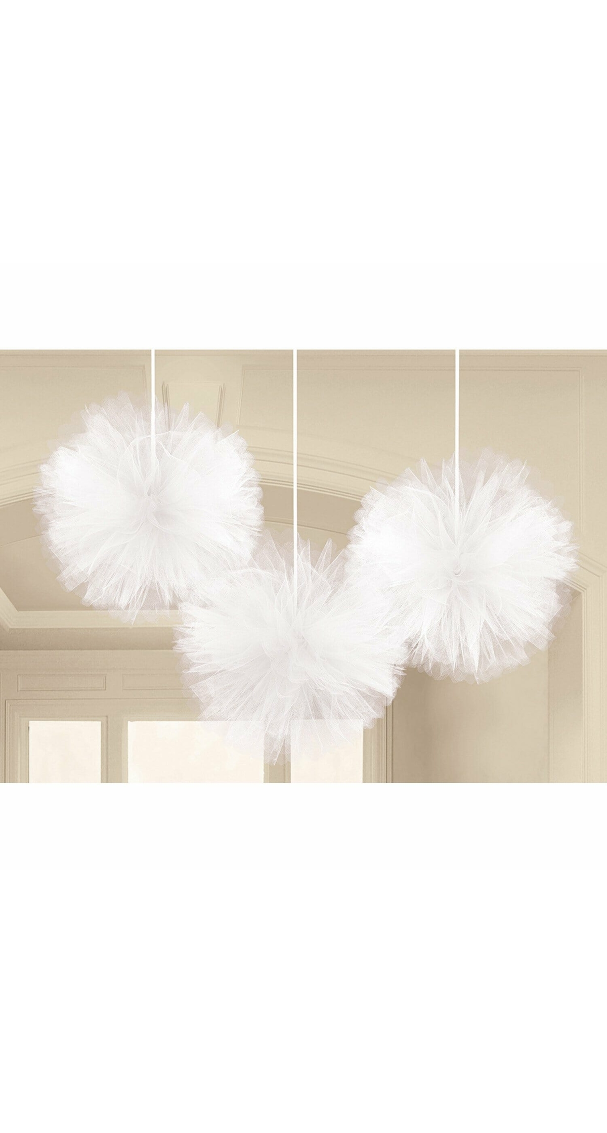 Fluffy Decorations Decorations White Tulle (30.4cm) - 3pk