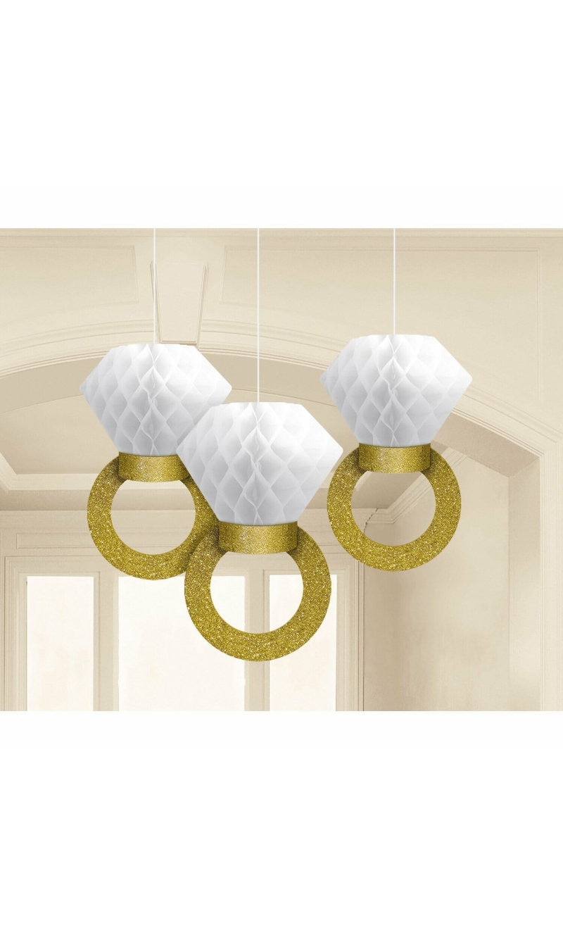 Honeycomb Ring Hanging Decorations 30.4cm - 3pk