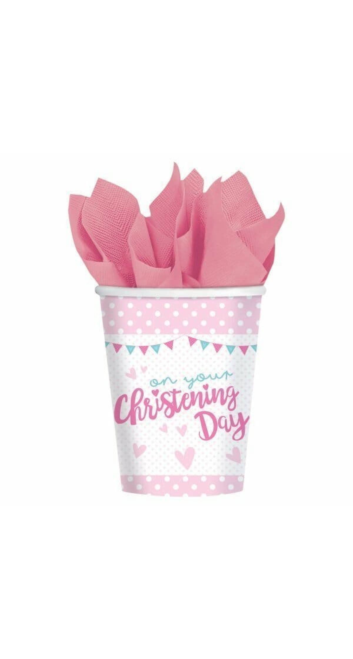 Baby Christening Day Pink Cups 266ml - 8pk