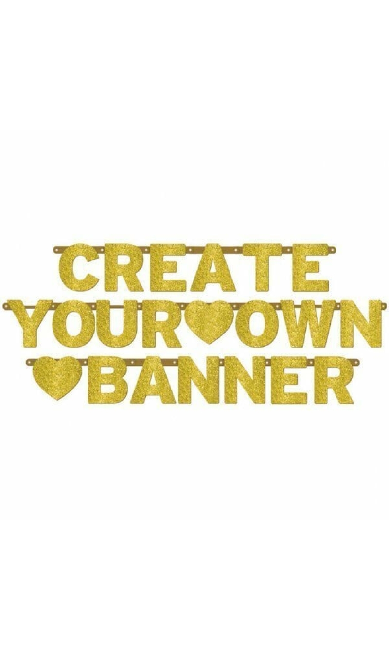 Create Your Own Gold Glitter Personalized Banner