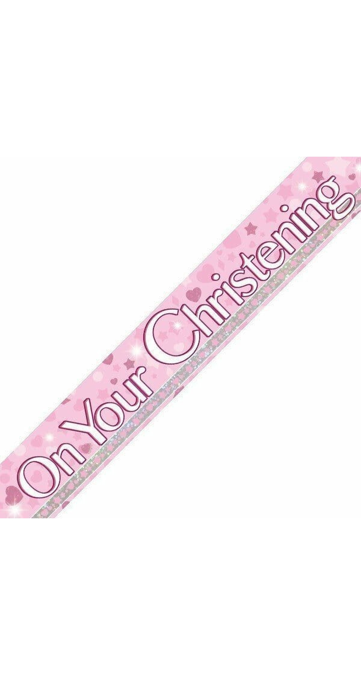 On Your Christening Pink Dots Banner - 9ft