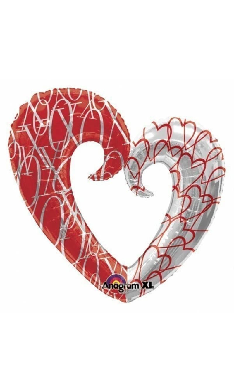 Hugs & Kisses Heart Pattern Super Shape Foil Balloon 30" x 32" (76cm x 81cm)