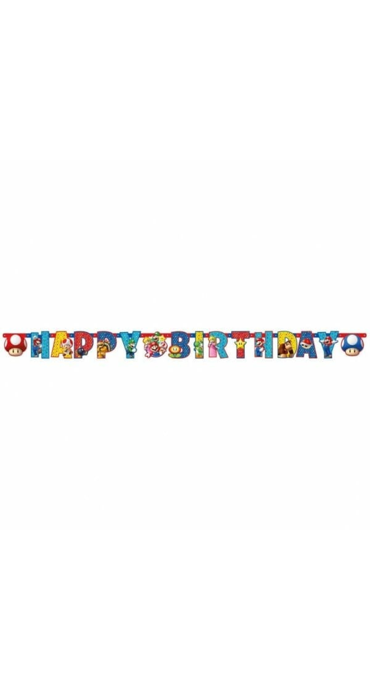Super Mario Letter Banner - 190cm x 18cm
