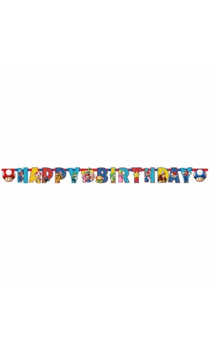 Super Mario Letter Banner - 190cm x 18cm
