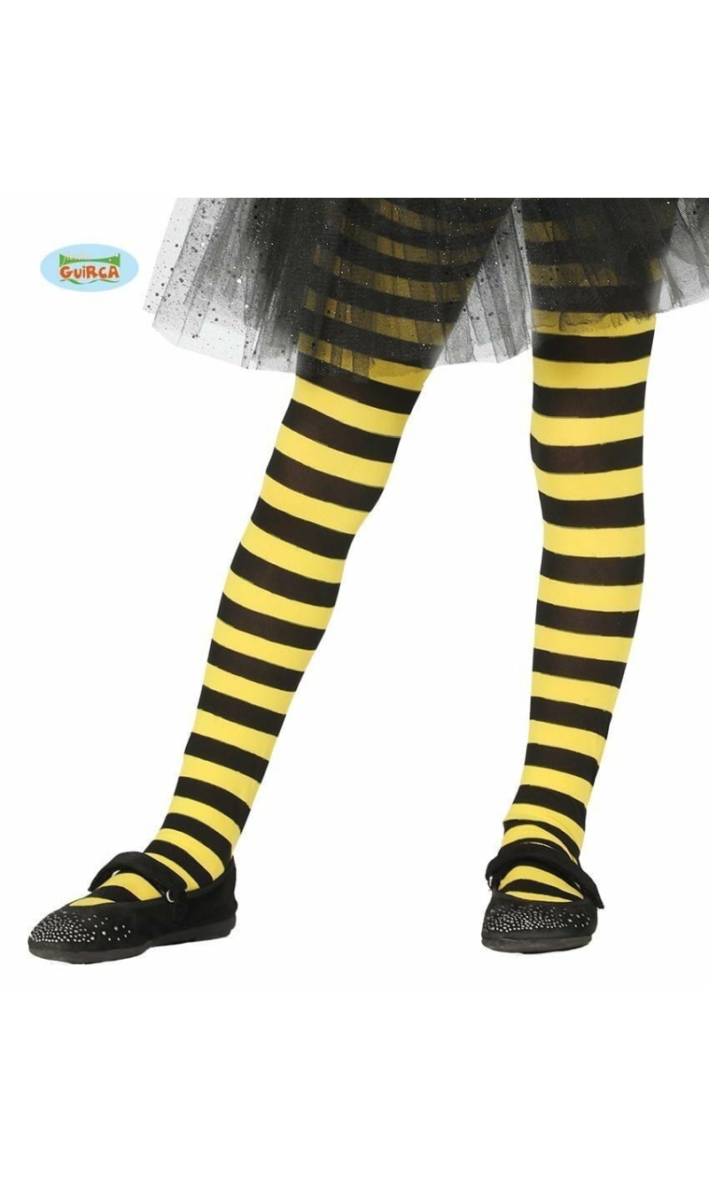 Child Yellow Striped Tights - Age 3 to 6 Years