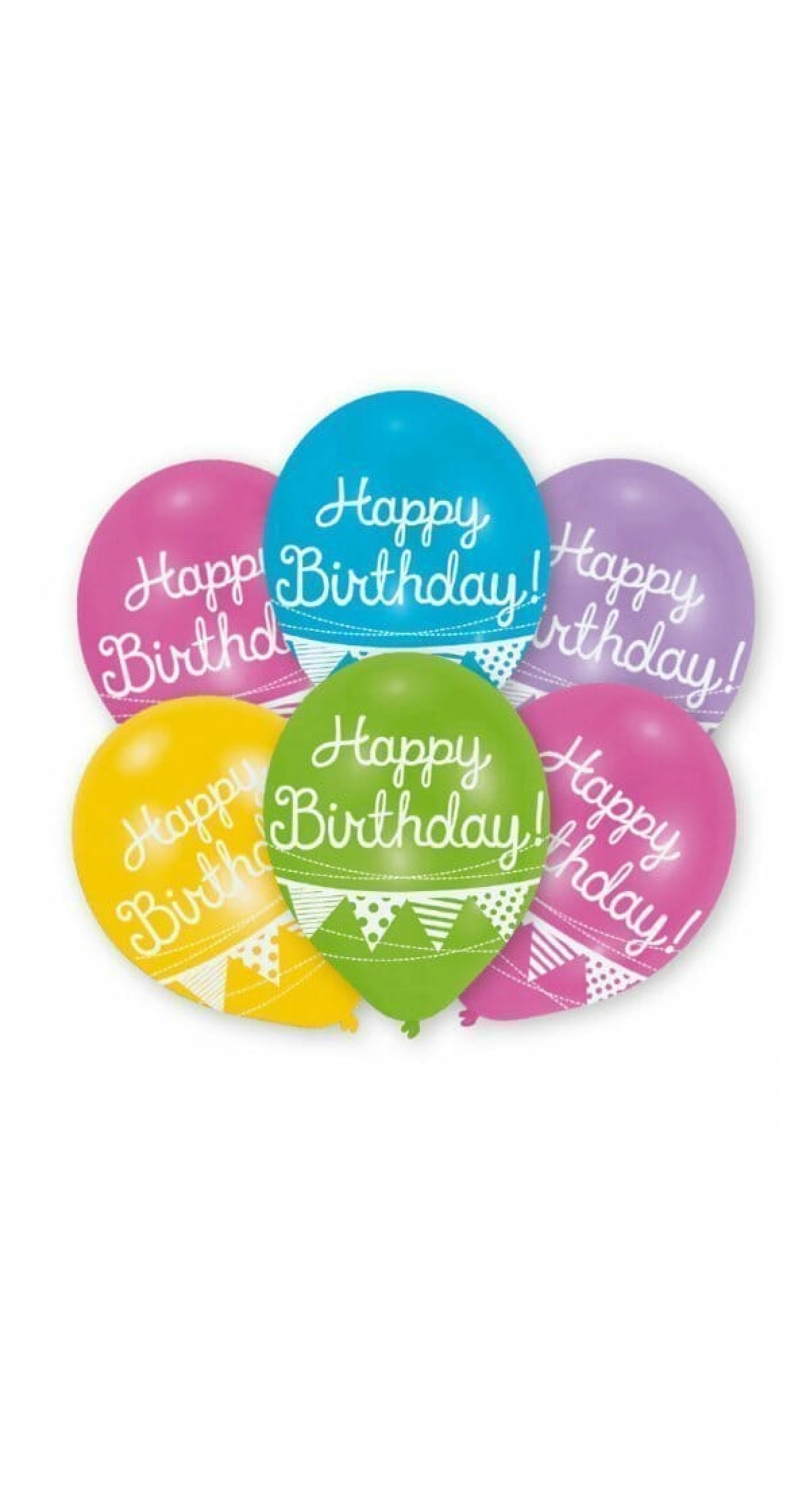 Happy Birthday Assorted Bunting Printed Latex Balloons 11" - 6pk