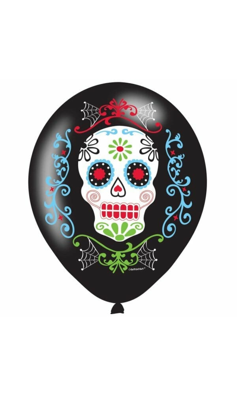 Halloween Day of the Dead Latex Balloons 27cm/11inch - 6pk