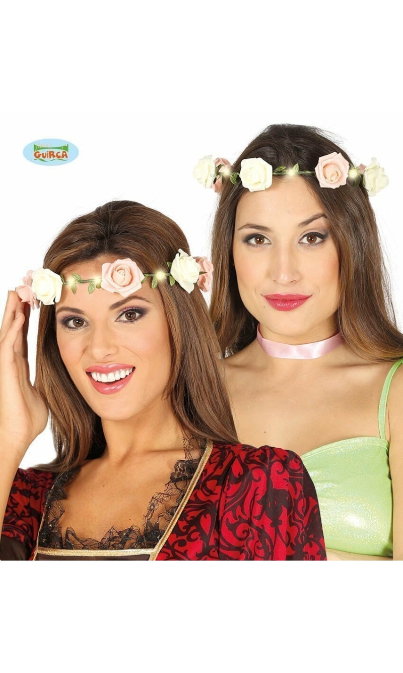Pink Flowers Crown with Light