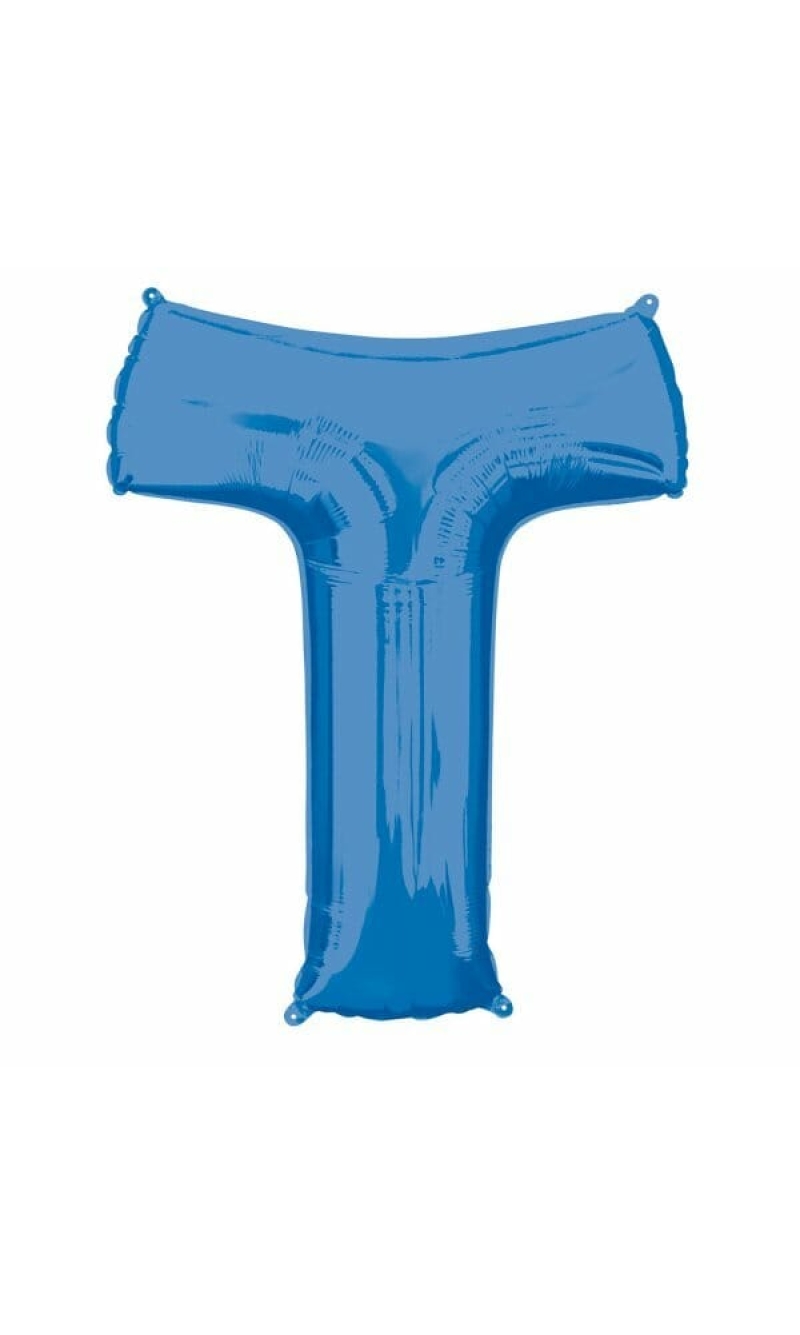 Blue Letter " T " Foil Balloon 34''