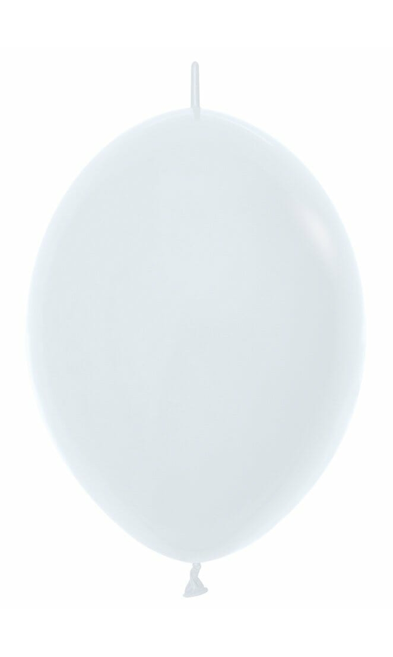 Fashion Solid - White Link-o-Loon Latex Balloon  - (12" / 30cm)