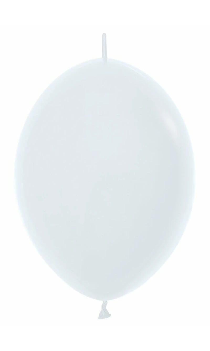 Fashion Solid - White Link-o-Loon Latex Balloon  - (12" / 30cm)