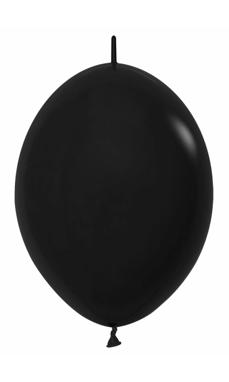 Fashion Solid - Black Link-o-Loon Latex Balloon  - (12" / 30cm)