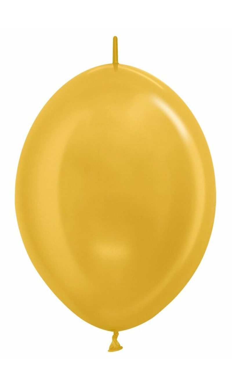 Metallic - Gold Link-o-Loon Latex Balloon  - (12" / 30cm)