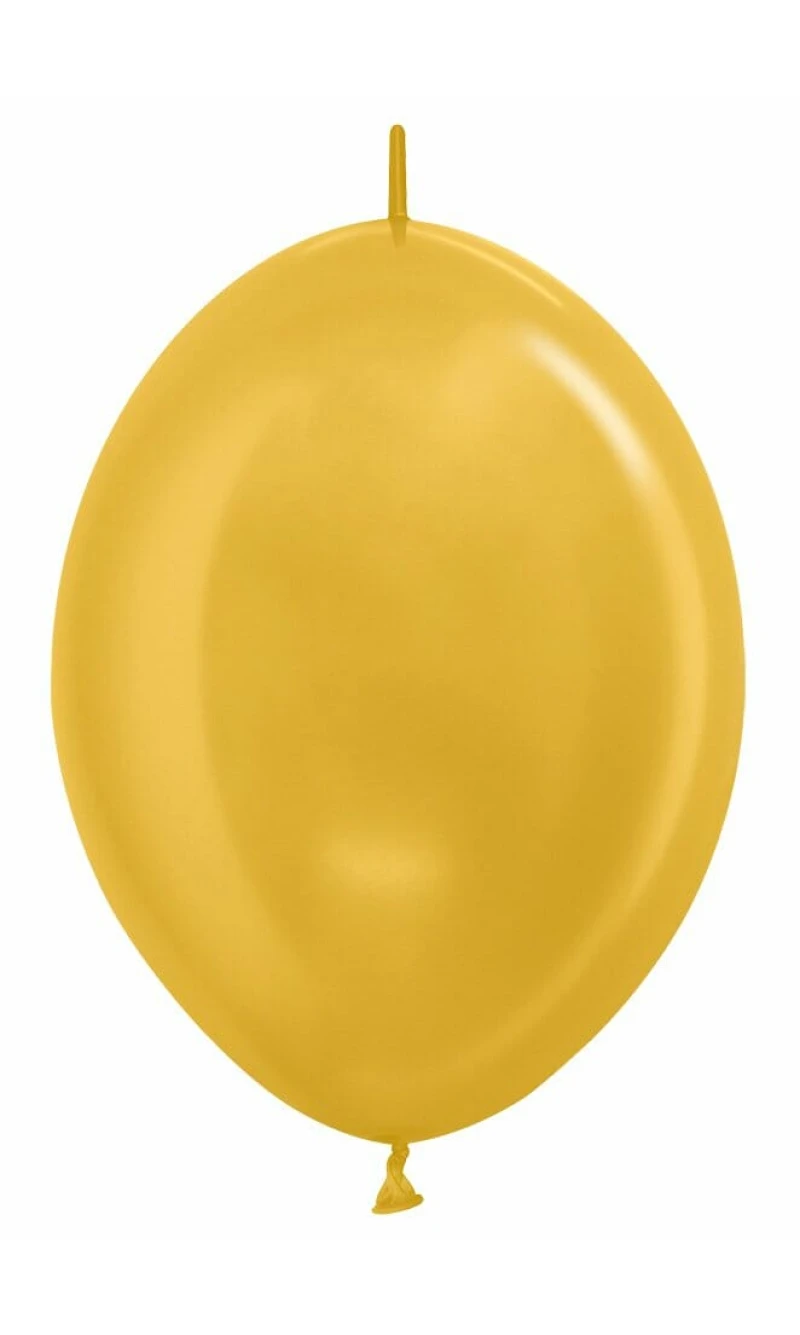 Metallic - Gold Link-o-Loon Latex Balloon  - (12" / 30cm)