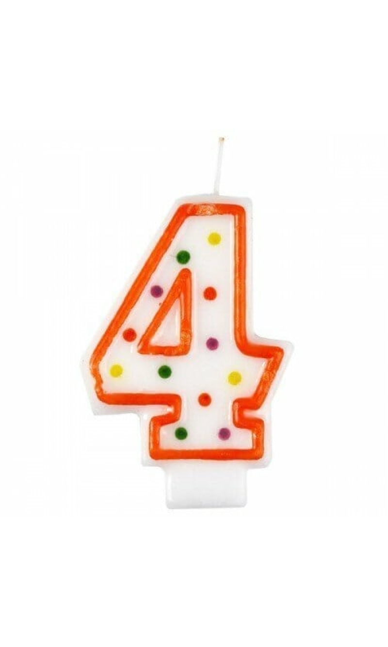 Candle Number 4 Orange - 7cm
