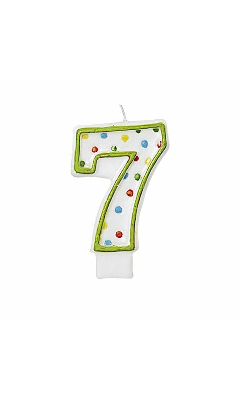 Candle Number 7 Green - 7cm