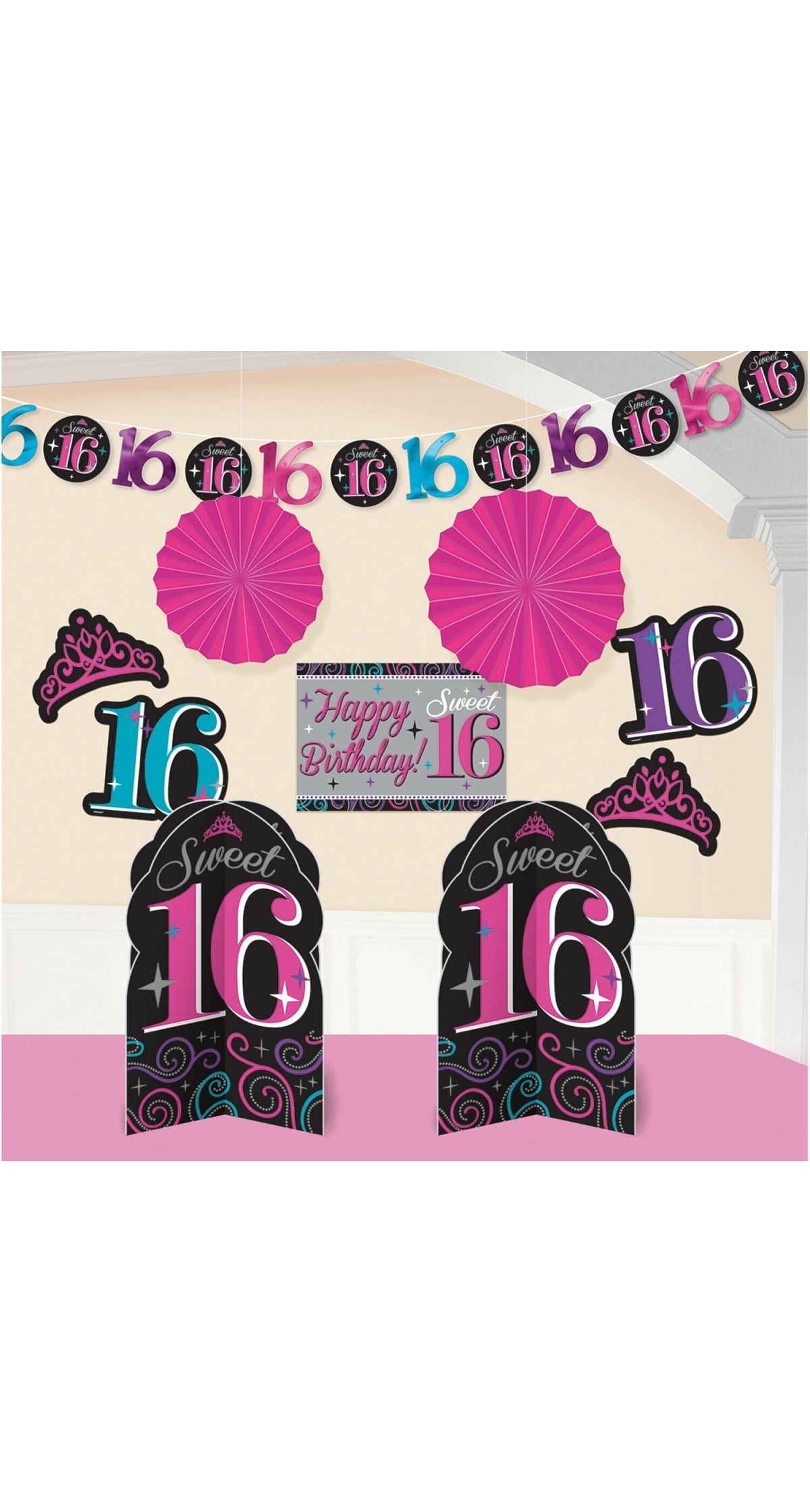 Sweet 16 Room / Venue Decorationg Kit - 10pk