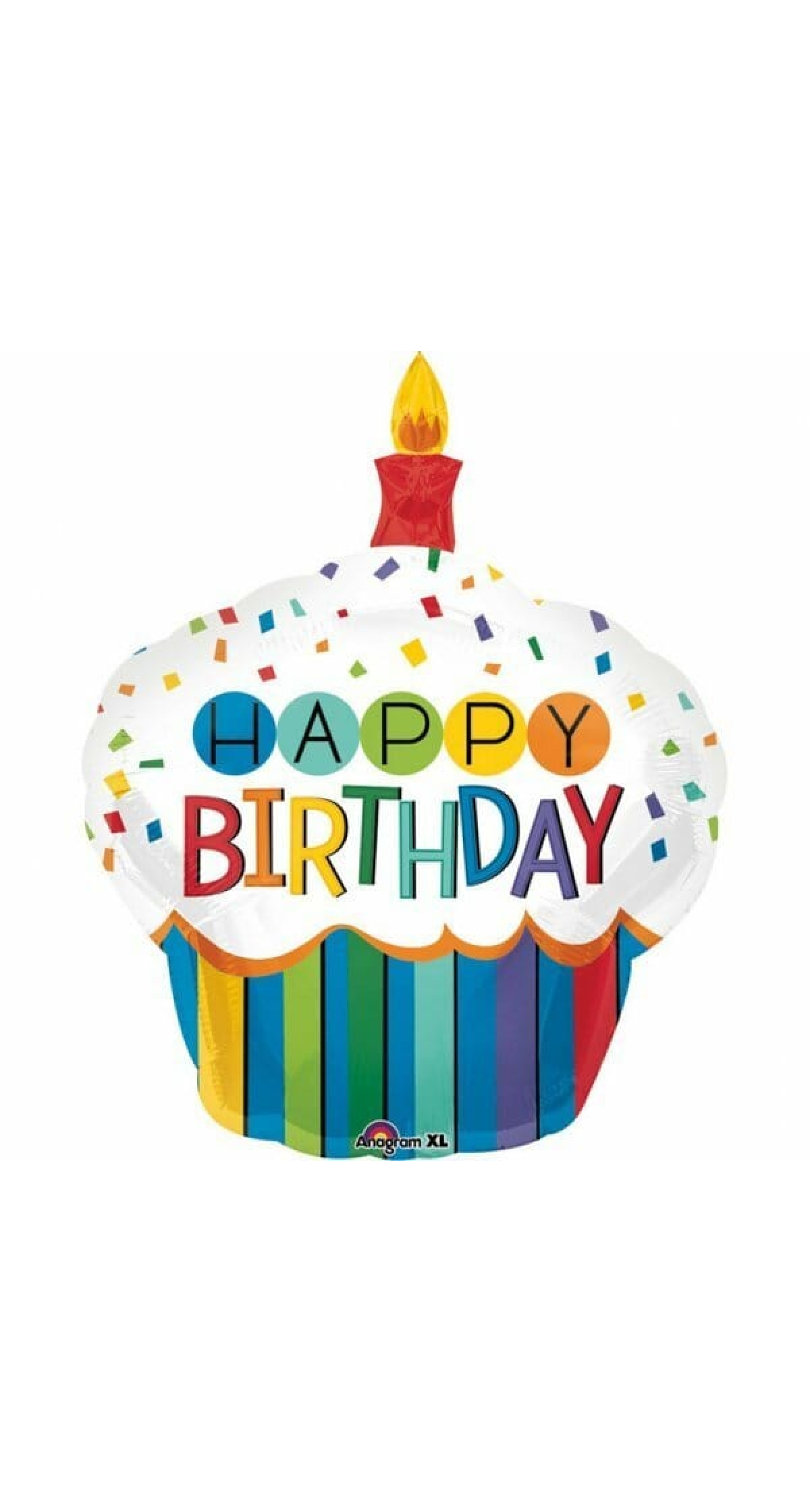 Rainbow Birthday Cupcake Foil Balloon 29" x 36" (73cm x 91cm)