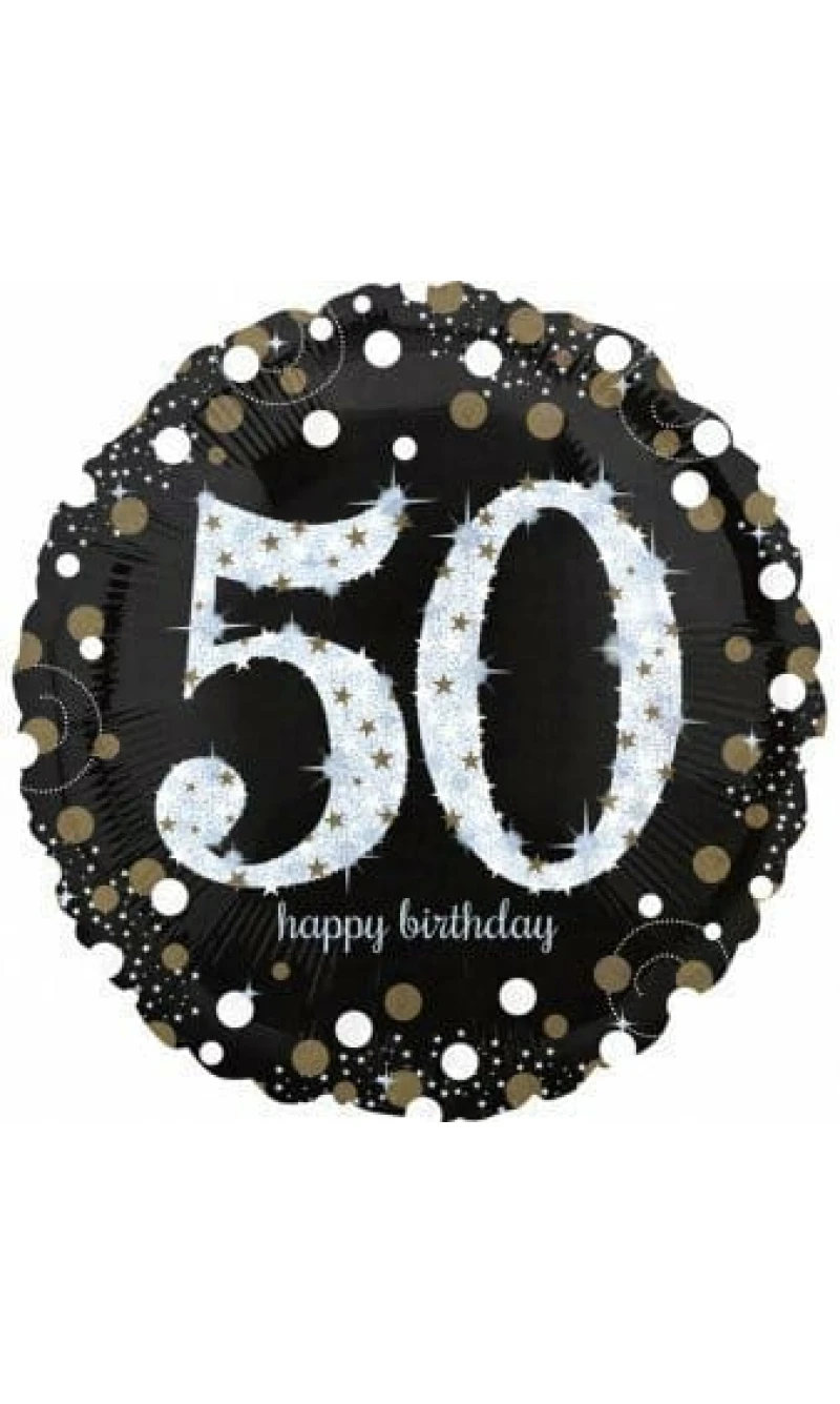 Jumbo Silver Sparkling Birthday 50 Foil Balloon - 71 x 71cm