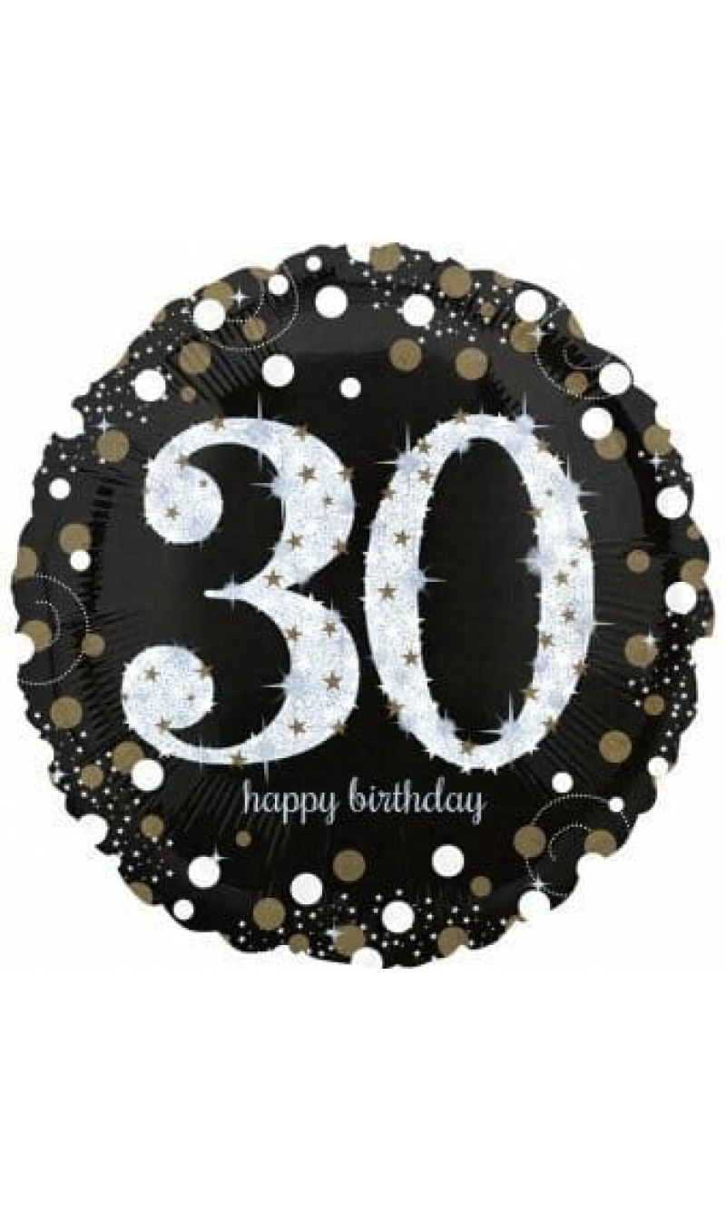 Jumbo Silver Sparkling Birthday 30 Foil Balloon - 71 x 71cm