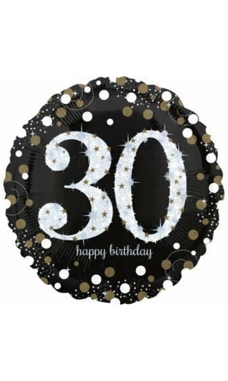 Jumbo Silver Sparkling Birthday 30 Foil Balloon - 71 x 71cm