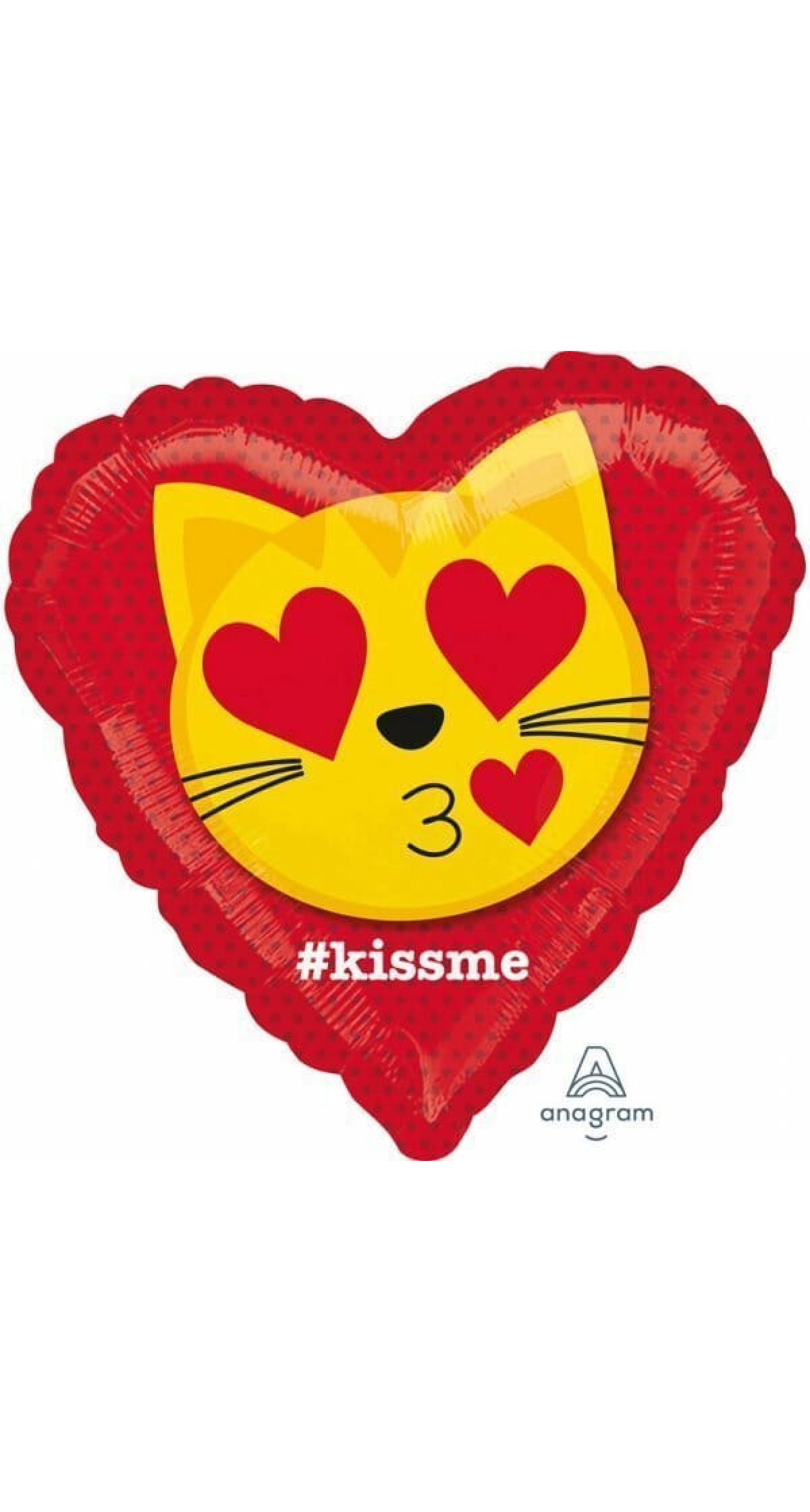 Cat Emoticon Kiss Foil Balloon Round - 43cm