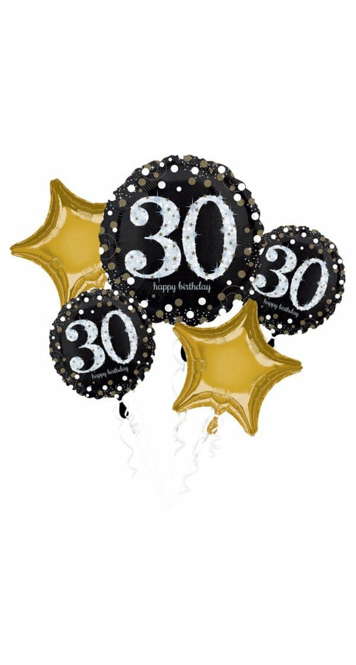 Sparkling Birthday 30 Bouquet Foil Balloons - 5pk