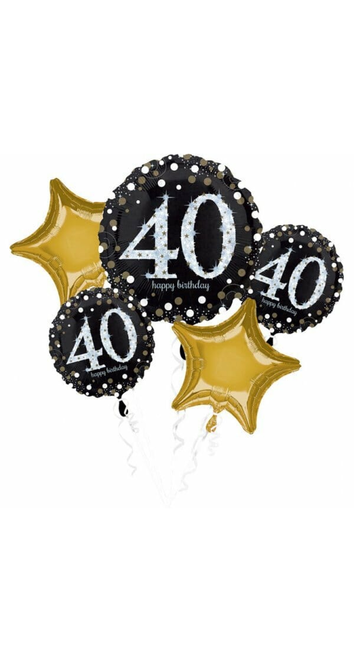Sparkling Birthday 40 Bouquet Foil Balloons - 5pk