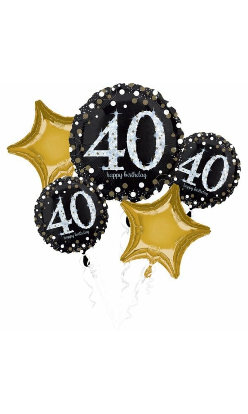 Sparkling Birthday 40 Bouquet Foil Balloons - 5pk