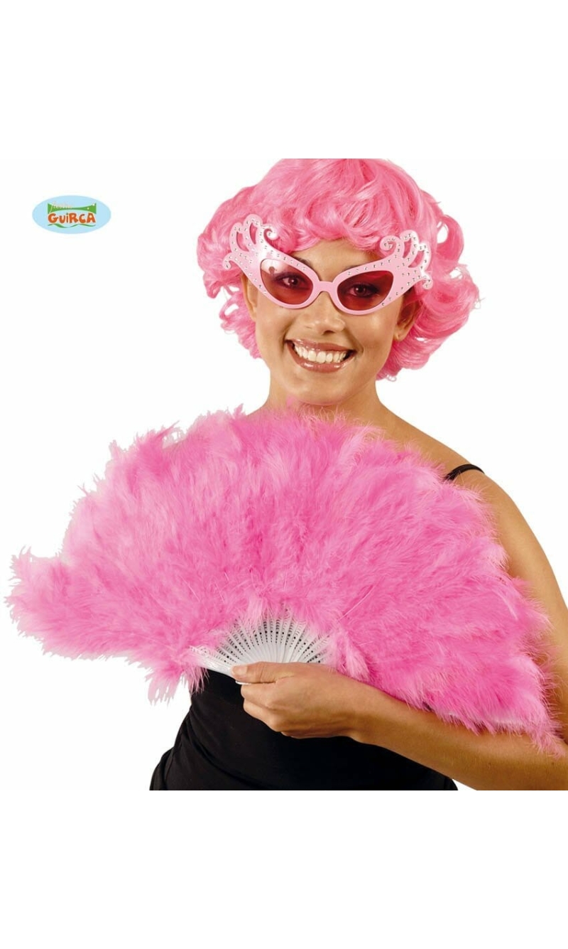 21-Strut Pink Feather Fan