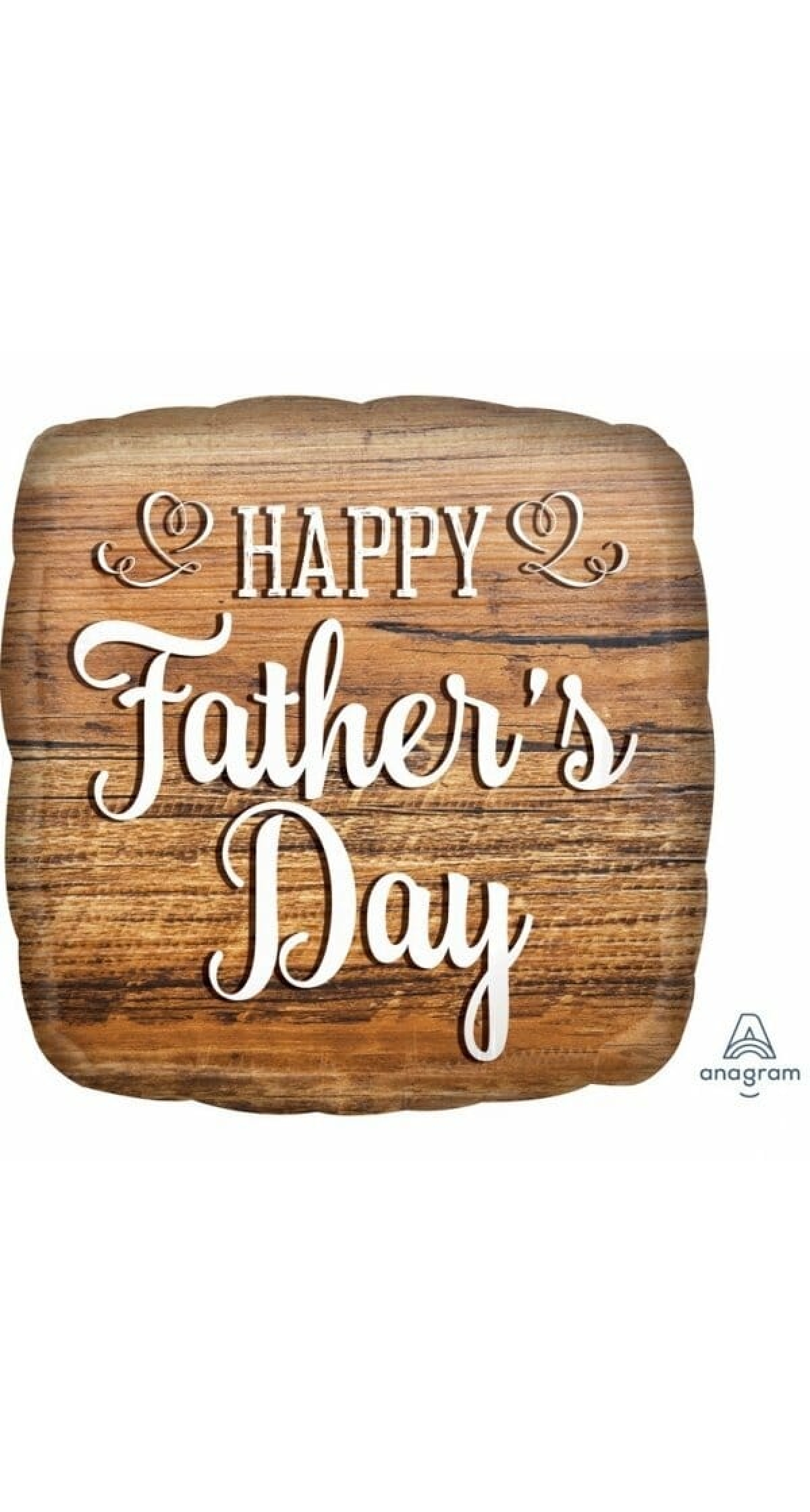 Happy Father's Day Wood Sign Round Foil Balloon - 17 Inch (43cm)
