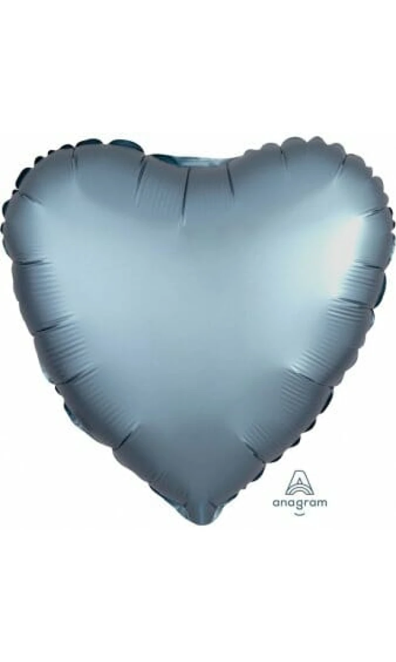Satin Luxe Steel Blue Foil Balloon Heart - 17'' (43cm)