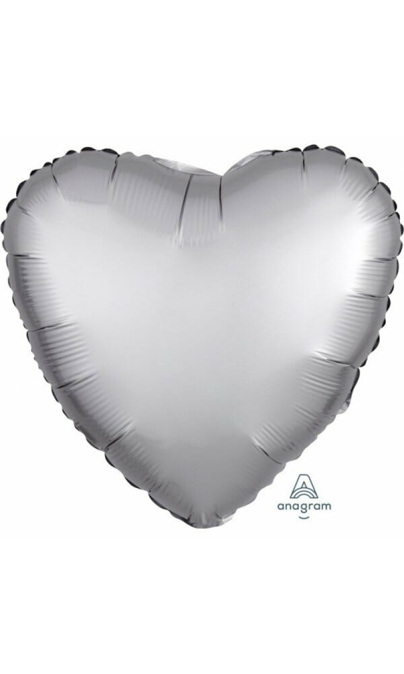 Satin Luxe Platinum Foil Balloon Heart - 17'' (43cm)