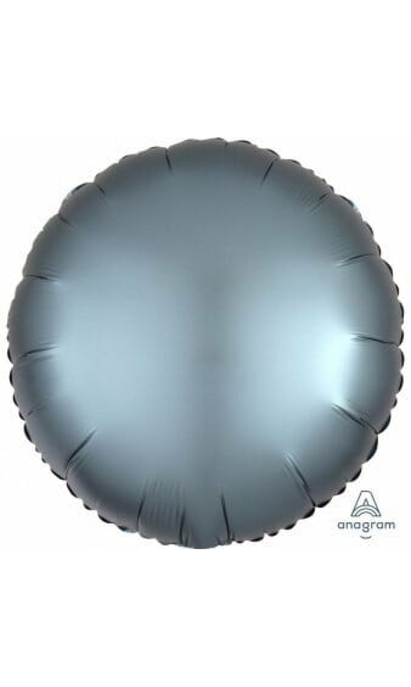 Satin Luxe Steel Blue Foil Balloon Round - 17'' (43cm)