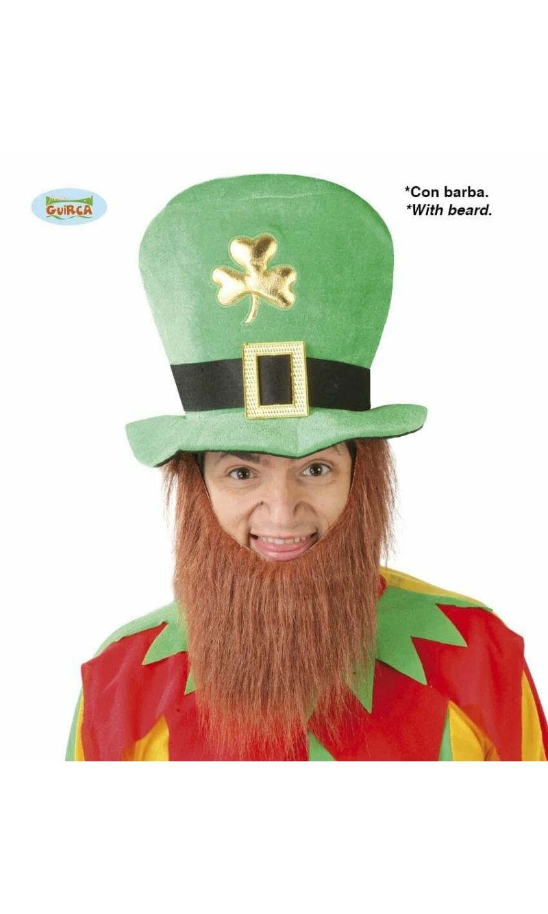 St. Patrick Hat With Beard - Adult One Size