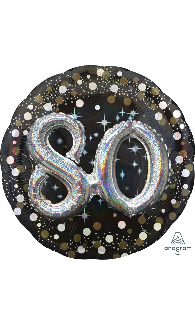 Sparkling 80th Birthday 3D Multi-Balloon Foil Balloon 32" (81cm)